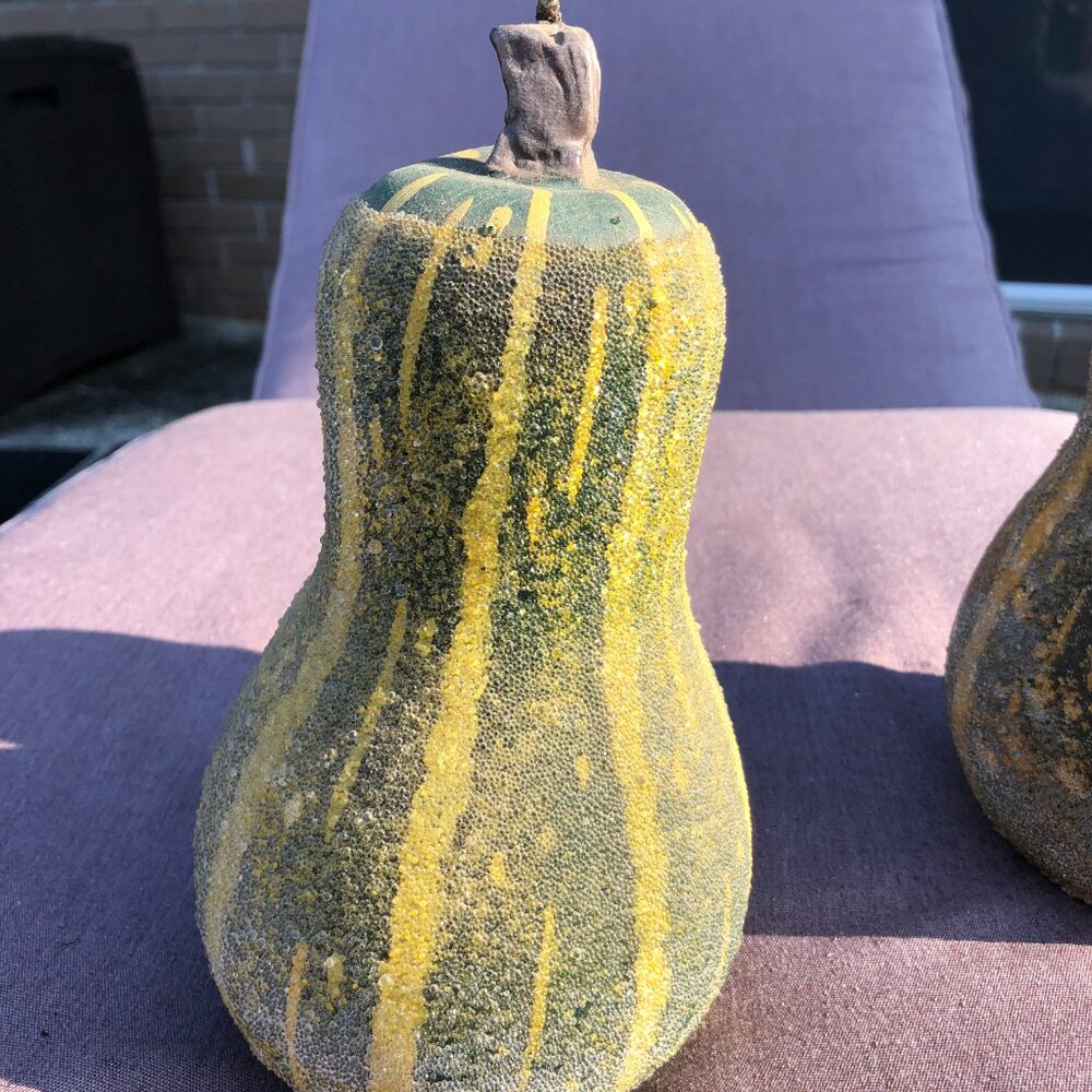 Pottery Barn Gourd Candles Sparkle Glitter New Bundle set of 2 LARGE - Picture 11 of 14